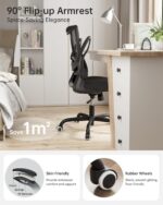 MUXX.STIL Office Chair, Ergonomic Desk Chair with Adjustable Lumbar Support and Flip up Armrest, Breathable Mesh Computer Chair for Home Office, Black - Image 4