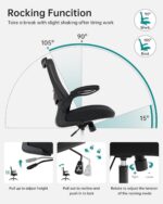 MUXX.STIL Office Chair, Ergonomic Desk Chair with Adjustable Lumbar Support and Flip up Armrest, Breathable Mesh Computer Chair for Home Office, Black - Image 7