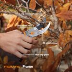 Fiskars Bypass Pruning Shears, 5/8" Cut Capacity Gardening Scissors, Self-Cleaning Sap Groove Prevents Sticking, Non-Slip Grip for Cutting Stems & Branches, Sharp Steel Blades w/ Low-Friction Coating - Image 3