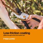 Fiskars Bypass Pruning Shears, 5/8" Cut Capacity Gardening Scissors, Self-Cleaning Sap Groove Prevents Sticking, Non-Slip Grip for Cutting Stems & Branches, Sharp Steel Blades w/ Low-Friction Coating - Image 4
