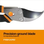 Fiskars Bypass Pruning Shears, 5/8" Cut Capacity Gardening Scissors, Self-Cleaning Sap Groove Prevents Sticking, Non-Slip Grip for Cutting Stems & Branches, Sharp Steel Blades w/ Low-Friction Coating - Image 5