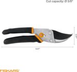 Fiskars Bypass Pruning Shears, 5/8" Cut Capacity Gardening Scissors, Self-Cleaning Sap Groove Prevents Sticking, Non-Slip Grip for Cutting Stems & Branches, Sharp Steel Blades w/ Low-Friction Coating - Image 8