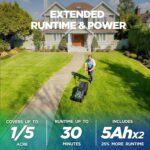 18" Electric Lawn Mower, 40V Cordless Lawn Mower with 2x5.0Ah Batteries, Brushless Motor, 2-in-1 Mulching & Bagging, 6-Position Height Adjustment, for Small to Medium Yards - Image 3