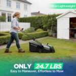 18" Electric Lawn Mower, 40V Cordless Lawn Mower with 2x5.0Ah Batteries, Brushless Motor, 2-in-1 Mulching & Bagging, 6-Position Height Adjustment, for Small to Medium Yards - Image 7