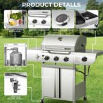 34,000 BTU 3-Burner Propane Gas Grill with Side Burner, All Stainless Steel BBQ Grill, Cast Iron Grates & Portable Cart with Wheels，Outdoor Barbecue Grill for Backyard, Patio, Camping (G31 PRO) - Image 6