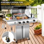 34,000 BTU 3-Burner Propane Gas Grill with Side Burner, All Stainless Steel BBQ Grill, Cast Iron Grates & Portable Cart with Wheels，Outdoor Barbecue Grill for Backyard, Patio, Camping (G31 PRO) - Image 8