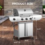 34,000 BTU 3-Burner Propane Gas Grill with Side Burner, All Stainless Steel BBQ Grill, Cast Iron Grates & Portable Cart with Wheels，Outdoor Barbecue Grill for Backyard, Patio, Camping (G31 PRO) - Image 9