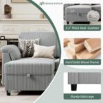 Convertible Sectional Couches Sofa, 3 Seat L Shaped Sofa with Removable Pillows Soft Corduroy Fabric Small Couch Mid Century for Living Room, Bed Room, Apartment and Office (Light Grey) - Image 4