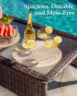 HILLGA 8-Piece Luxury Patio Furniture Set with 6" Thick Cushions, Weather-Resistant Wicker High Back Swivel Rocker Chairs, Senior-Friendly Outdoor Sofa Set for Large Deck, Yard and Poolside, Blue(V2) - Image 10