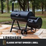 Oklahoma Joe's Longhorn Offset Charcoal Smoker and Grill with 1060 sq. in. Cooking Area in Black - Image 3