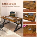 47 X 23.6 Inch Computer Desk, Modern Home Office Desks w/Deeper Desktop, Writing Work Study Desk w/Storage Shelves Cable Management for Home Office, Study, Bedroom, Work from Home, Metal Frame - Image 5