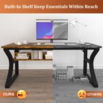 47 X 23.6 Inch Computer Desk, Modern Home Office Desks w/Deeper Desktop, Writing Work Study Desk w/Storage Shelves Cable Management for Home Office, Study, Bedroom, Work from Home, Metal Frame - Image 6