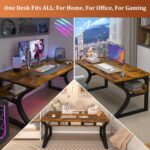 47 X 23.6 Inch Computer Desk, Modern Home Office Desks w/Deeper Desktop, Writing Work Study Desk w/Storage Shelves Cable Management for Home Office, Study, Bedroom, Work from Home, Metal Frame - Image 7