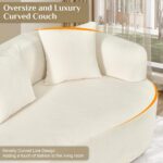 Oversized Sectional Sofa for Living Room, Modern Luxury Plush Chenille 4-Seater Extra Deep & Wide Seat Curved Cloud Couch with 4 Throw Pillows, No Assembly Needed, Cream White - Image 7