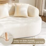Oversized Sectional Sofa for Living Room, Modern Luxury Plush Chenille 4-Seater Extra Deep & Wide Seat Curved Cloud Couch with 4 Throw Pillows, No Assembly Needed, Cream White - Image 8