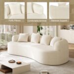 Oversized Sectional Sofa for Living Room, Modern Luxury Plush Chenille 4-Seater Extra Deep & Wide Seat Curved Cloud Couch with 4 Throw Pillows, No Assembly Needed, Cream White - Image 9