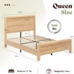 AMERLIFE 4-Piece Modern Fluted Bedroom Furniture Set, Including Wood Queen Size Bed Frame with Headboard & Footboard, 5 Drawer Tall Dresser, Storage Night Stand Set of 2, Natural Oak - Image 3