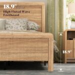 AMERLIFE 4-Piece Modern Fluted Bedroom Furniture Set, Including Wood Queen Size Bed Frame with Headboard & Footboard, 5 Drawer Tall Dresser, Storage Night Stand Set of 2, Natural Oak - Image 5