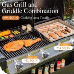Sophia & William Propane Gas Grill and Griddle Combo with Porcelain-Enameled Cast Iron Grates, Dual Outdoor BBQ Grill with Flat Top Griddle for Barbecue, 696 SQ.IN. Cooking Area - Image 3