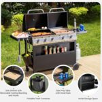 Sophia & William Propane Gas Grill and Griddle Combo with Porcelain-Enameled Cast Iron Grates, Dual Outdoor BBQ Grill with Flat Top Griddle for Barbecue, 696 SQ.IN. Cooking Area - Image 6