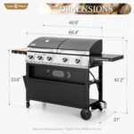 Sophia & William Propane Gas Grill and Griddle Combo with Porcelain-Enameled Cast Iron Grates, Dual Outdoor BBQ Grill with Flat Top Griddle for Barbecue, 696 SQ.IN. Cooking Area - Image 8