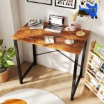 DUMOS 31 Inch Small Computer Desk for Home Office, Modern Study Writing Gaming Work Table Simple Style for Bedroom with X-Shaped ReInchforcement, Rustic Brown - Image 3