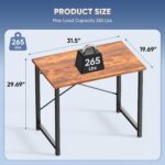 DUMOS 31 Inch Small Computer Desk for Home Office, Modern Study Writing Gaming Work Table Simple Style for Bedroom with X-Shaped ReInchforcement, Rustic Brown - Image 4
