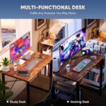 DUMOS 31 Inch Small Computer Desk for Home Office, Modern Study Writing Gaming Work Table Simple Style for Bedroom with X-Shaped ReInchforcement, Rustic Brown - Image 5