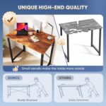 DUMOS 31 Inch Small Computer Desk for Home Office, Modern Study Writing Gaming Work Table Simple Style for Bedroom with X-Shaped ReInchforcement, Rustic Brown - Image 6