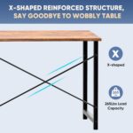 DUMOS 31 Inch Small Computer Desk for Home Office, Modern Study Writing Gaming Work Table Simple Style for Bedroom with X-Shaped ReInchforcement, Rustic Brown - Image 7