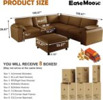 EASE MOOSE Oversized Modular Sectional Sofa, Waterproof & Scratch-Resistant Faux Leather Sofa with Deep Seat, Comfy V-Shape Sofa, Sectional Couches for Living Room, Brown - Image 3