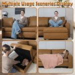 EASE MOOSE Oversized Modular Sectional Sofa, Waterproof & Scratch-Resistant Faux Leather Sofa with Deep Seat, Comfy V-Shape Sofa, Sectional Couches for Living Room, Brown - Image 8