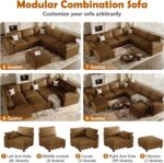 EASE MOOSE Oversized Modular Sectional Sofa, Waterproof & Scratch-Resistant Faux Leather Sofa with Deep Seat, Comfy V-Shape Sofa, Sectional Couches for Living Room, Brown - Image 9