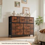 Sweetcrispy 7 Drawer Dresser with Fabric Bins Fabric Storage Tower Organizer for Bedroom Closet Hallway Entryway Tall Chest of Drawers with Steel Frame Wood Top Easy Pull Handles,Rustic Brown - Image 8