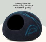 MEOWFIA Cat Cave – Premium Felt Cat Bed for Indoor Cats, Handmade 100% Merino Wool (Large, Black Aqua) - Image 6