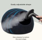 MEOWFIA Cat Cave – Premium Felt Cat Bed for Indoor Cats, Handmade 100% Merino Wool (Large, Black Aqua) - Image 7