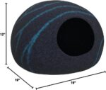 MEOWFIA Cat Cave – Premium Felt Cat Bed for Indoor Cats, Handmade 100% Merino Wool (Large, Black Aqua) - Image 10