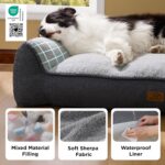 Bedsure SupportMax™ XL Orthopedic Dog Beds Large Sized Dog - Extra Thick Supportive Dogs Couch with Waterproof Washable Cover, Extra Large Comfort Pet Sofa with Soft Sherpa & Nonskid Bottom, Grey, 42" - Image 6