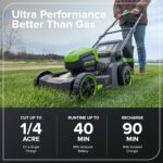 Greenworks 60V 17" Brushless Cordless Push Lawn Mower, 2-in-1 Mulching/Bagging, 4.0Ah Battery and 3A Charger(40min Runtime) - Image 4
