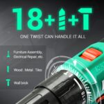 DCA 20V Cordless Hammer Drill Set, 354 In-lb Torque, 1/2" Keyless Chuck, 22500 IPM, 2 Variable Speeds, 18+1+1 Position, Power Impact drill with 14 Drill/Driver Bits for Brick, Metal, Wood ADJZ2035i13 - Image 5