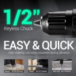 DCA 20V Cordless Hammer Drill Set, 354 In-lb Torque, 1/2" Keyless Chuck, 22500 IPM, 2 Variable Speeds, 18+1+1 Position, Power Impact drill with 14 Drill/Driver Bits for Brick, Metal, Wood ADJZ2035i13 - Image 6