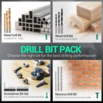 DCA 20V Cordless Hammer Drill Set, 354 In-lb Torque, 1/2" Keyless Chuck, 22500 IPM, 2 Variable Speeds, 18+1+1 Position, Power Impact drill with 14 Drill/Driver Bits for Brick, Metal, Wood ADJZ2035i13 - Image 7