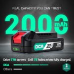 DCA 20V Cordless Hammer Drill Set, 354 In-lb Torque, 1/2" Keyless Chuck, 22500 IPM, 2 Variable Speeds, 18+1+1 Position, Power Impact drill with 14 Drill/Driver Bits for Brick, Metal, Wood ADJZ2035i13 - Image 9