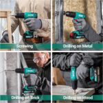 DCA 20V Cordless Hammer Drill Set, 354 In-lb Torque, 1/2" Keyless Chuck, 22500 IPM, 2 Variable Speeds, 18+1+1 Position, Power Impact drill with 14 Drill/Driver Bits for Brick, Metal, Wood ADJZ2035i13 - Image 10