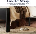 Allewie Queen Size Platform Bed Frame with Wooden Headboard and Footboard, Heavy Duty 12 Metal Slats Support, No Box Spring Needed, Under-Bed Storage, Noise Free, Easy Assembly, Black Oak - Image 6