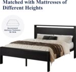Allewie Queen Size Platform Bed Frame with Wooden Headboard and Footboard, Heavy Duty 12 Metal Slats Support, No Box Spring Needed, Under-Bed Storage, Noise Free, Easy Assembly, Black Oak - Image 8