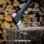 Fiskars X25 Splitting Axe, 28" Wood Splitting Axe for Medium to Large Size Logs with Shock Absorbing Handle and Sheath, Split Firewood, Forged Steel Blade, Bushcraft Gear and Camping Hatchet - Image 3