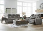 Signature Design by Ashley Next-Gen DuraPella Modern Faux Leather Power Reclining Sofa with Adjustable Headrest, Gray - Image 3
