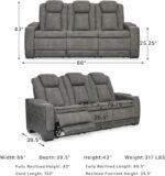 Signature Design by Ashley Next-Gen DuraPella Modern Faux Leather Power Reclining Sofa with Adjustable Headrest, Gray - Image 4