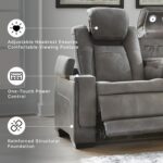 Signature Design by Ashley Next-Gen DuraPella Modern Faux Leather Power Reclining Sofa with Adjustable Headrest, Gray - Image 5